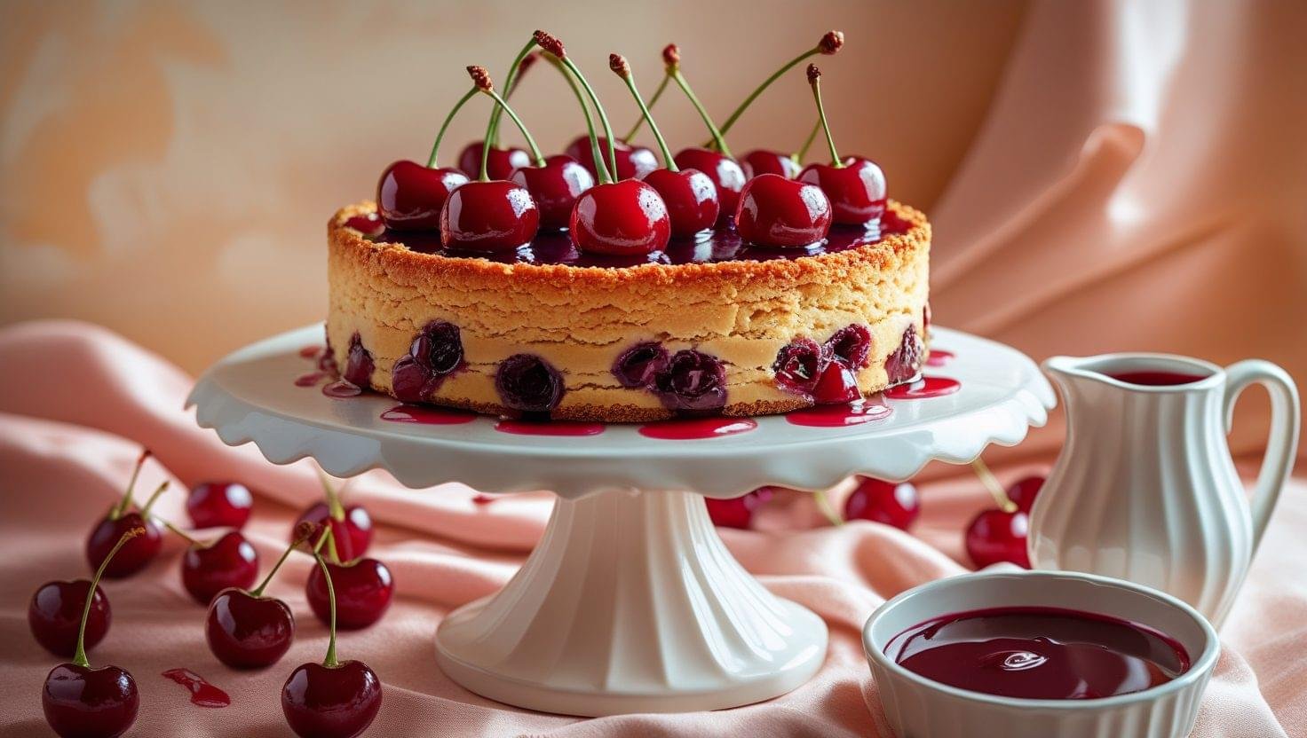 Cherry Torte with Cherry Prosecco Syrup